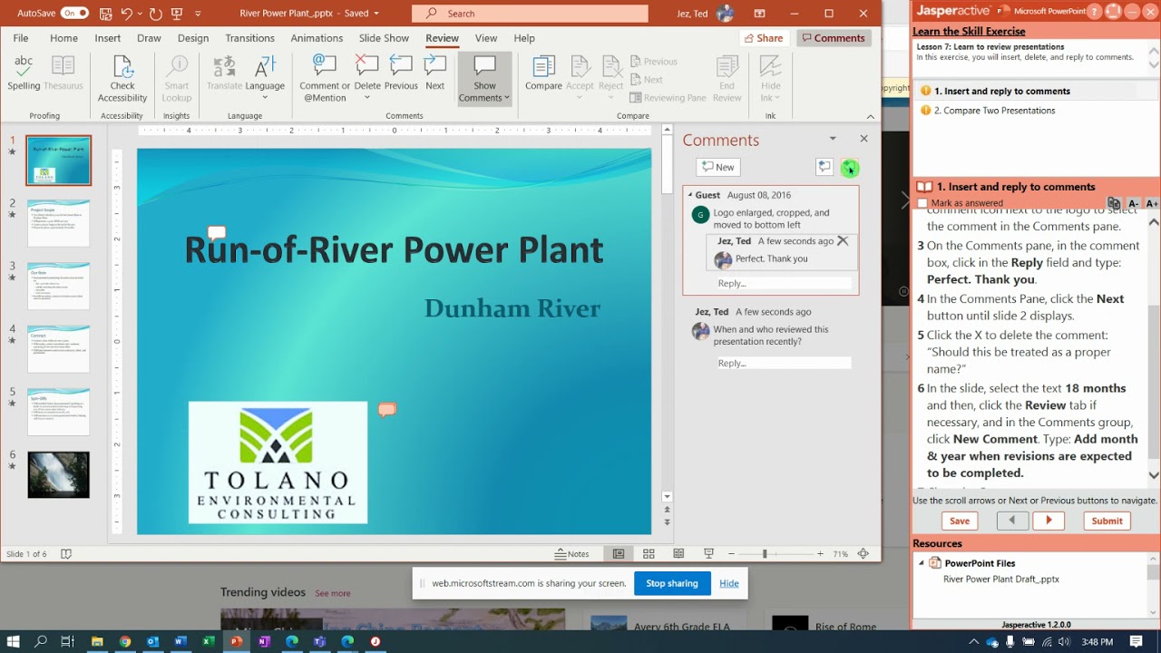 JA PPT Lesson 7 1 Reviewing Presentations