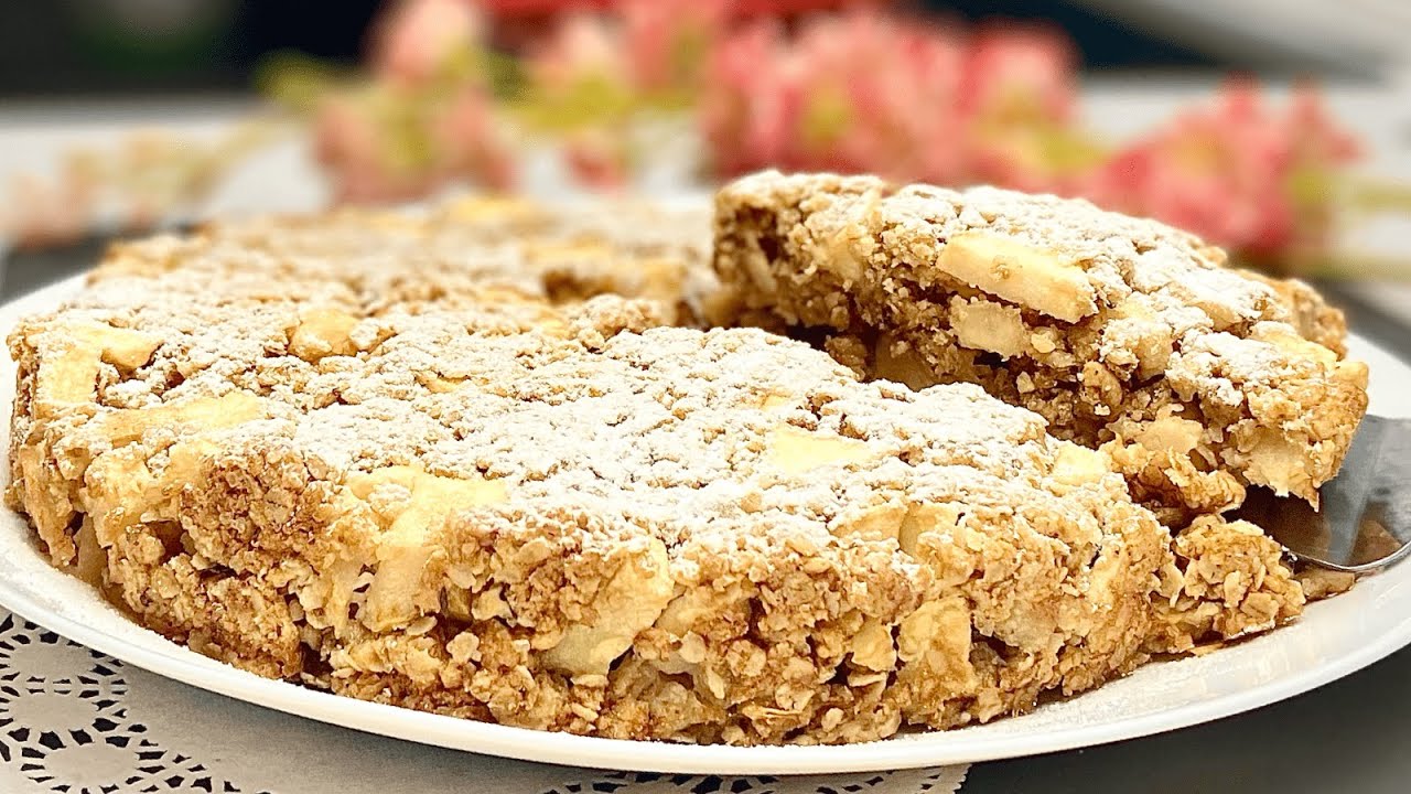 Просто смешайте овсянку и яблоки вместе! Яблочный пирог Просто и незамысловато!!!