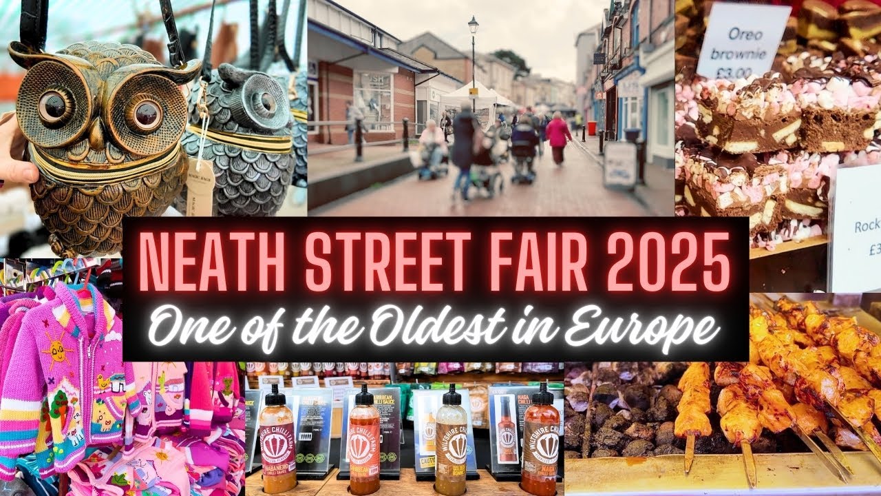 Neath Street Fair 2025 🎪 | 🌿 Gardening, Clothes 🍔 Food | Rainy Day at One of Europe’s Oldest Fairs!