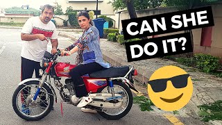 First Time Riding a Motorcycle | Wife Rides Motor Bike | Pakistani Vlog