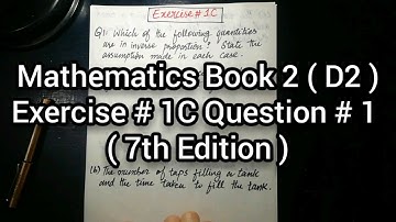 Mathematics Book 2 ( D2 ) New syllabus | 7th Edition | Exercise 1 C | Question no 1 | in Urdu
