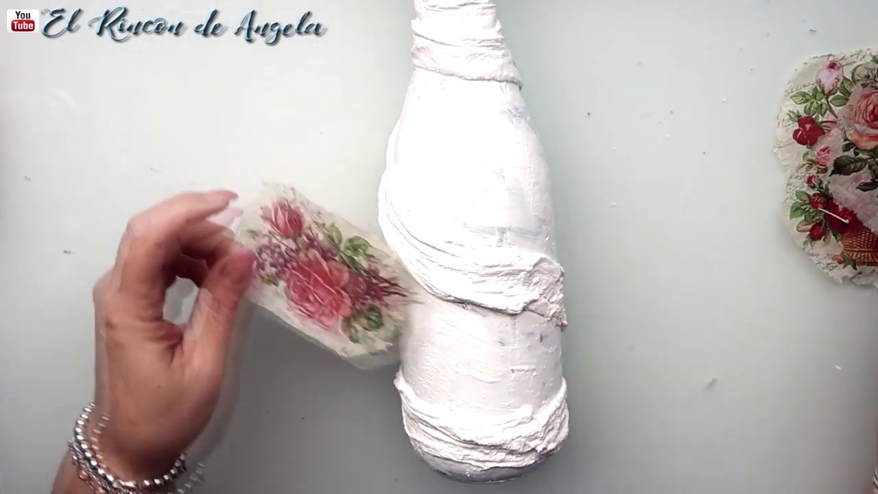 YESO y TELA para reciclar una botella - Decoupage, Diy y manualidades