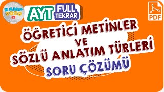 Öğretici Metinler, Sözlü Anlatım Türleri Soru Çözümü | AYT Full Tekrar Kampı 2020