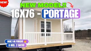 16X76-“Portage” Gorgeous Single Wide Mobile Home With a Porch! Perfect for Lakefront Living!