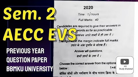 Semester 2 AECC EVS previous year question paper| BBMKU university jharkhand