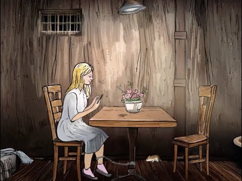 Animated still of a woman at a cafe table looking at her phone