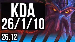 KASSADIN vs SYNDRA (MID) | Good KDA: 26/1/10, 67K damage, 8k gold comeback | NA Master | 26.12