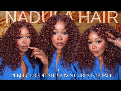 GIVING SZA FALL VIBES! NEW REDDISH BROWN #33 KINKY JERRY CURL 100% GLUELESS 7X5 WIG! | NADULA HAIR