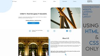 Construction Web Landing Page | HTML CSS Only | Web Design | Layout & UI UX