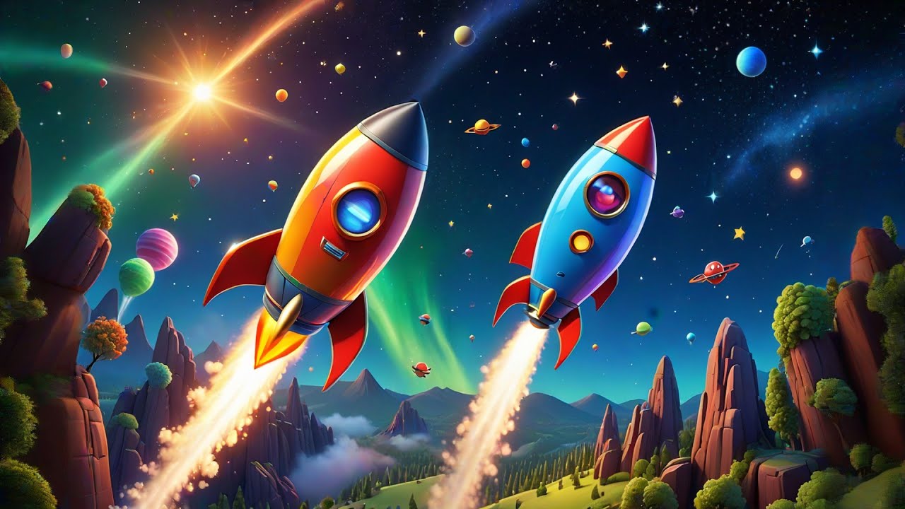 Little Space Rockets Two Little Rockets Fly to Mars | Counting Song for Kids | Space Nursery ...