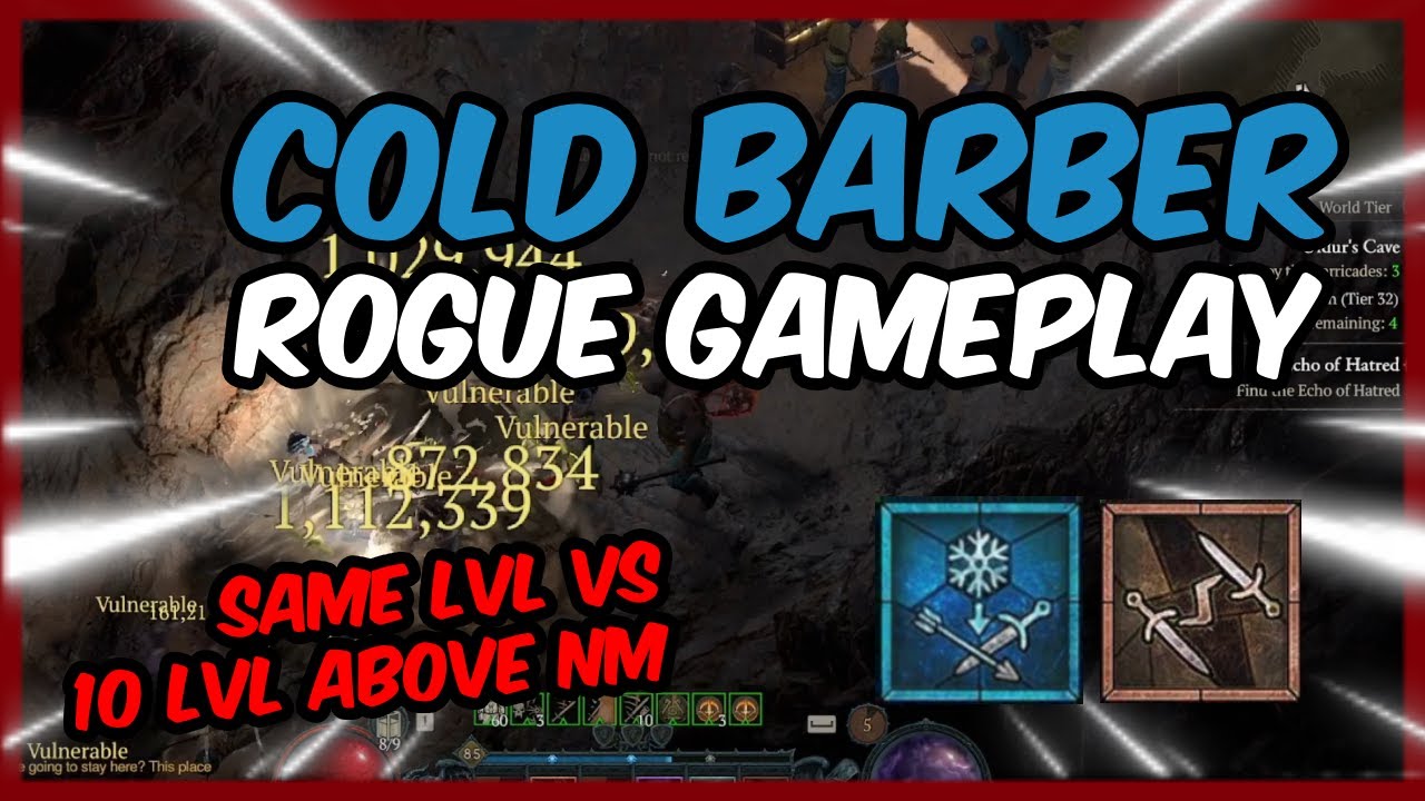 [DIABLO 4] COLD IMBUE BARBER ROGUE GAMEPLAY (10 LEVELS ABOVE WITH MID