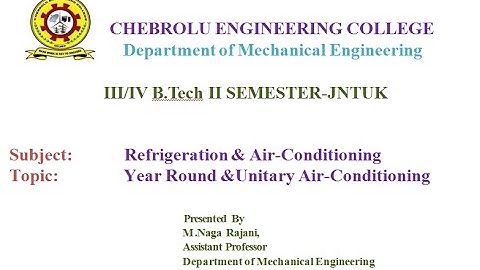 JNTUK IIIME II SEM RAC LECTURE NO 03  Year Round & Unitary Air Conditioning