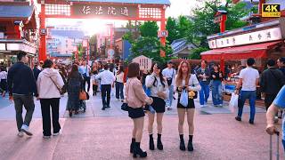 4K HDR Sunset Walk in Asakusa Tokyo 🏯 Sunday Evening at Sensoji Temple
