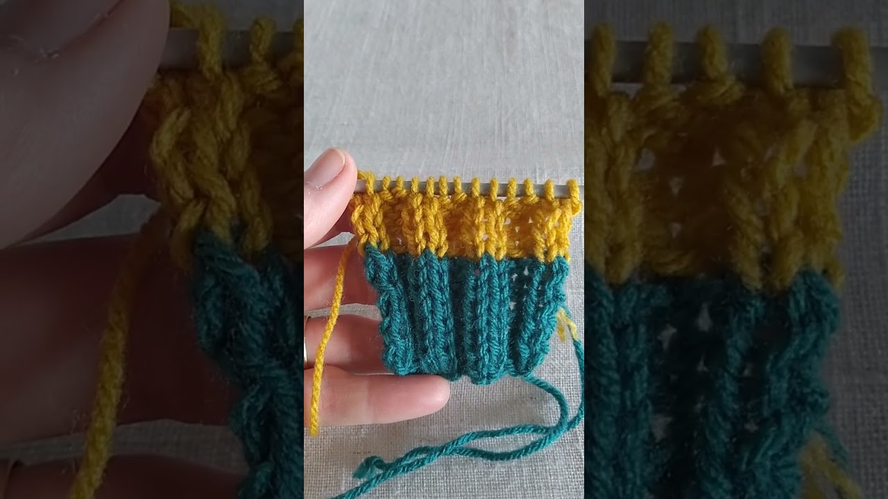 Πλέκω λάστιχο 2Χ2 με δύο χρώματα χωρίς μείξη των χρωμάτων