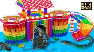 Magnet Challenge - How to Build Castle Catfish House And Water Slide From Magnetic Balls ASMR