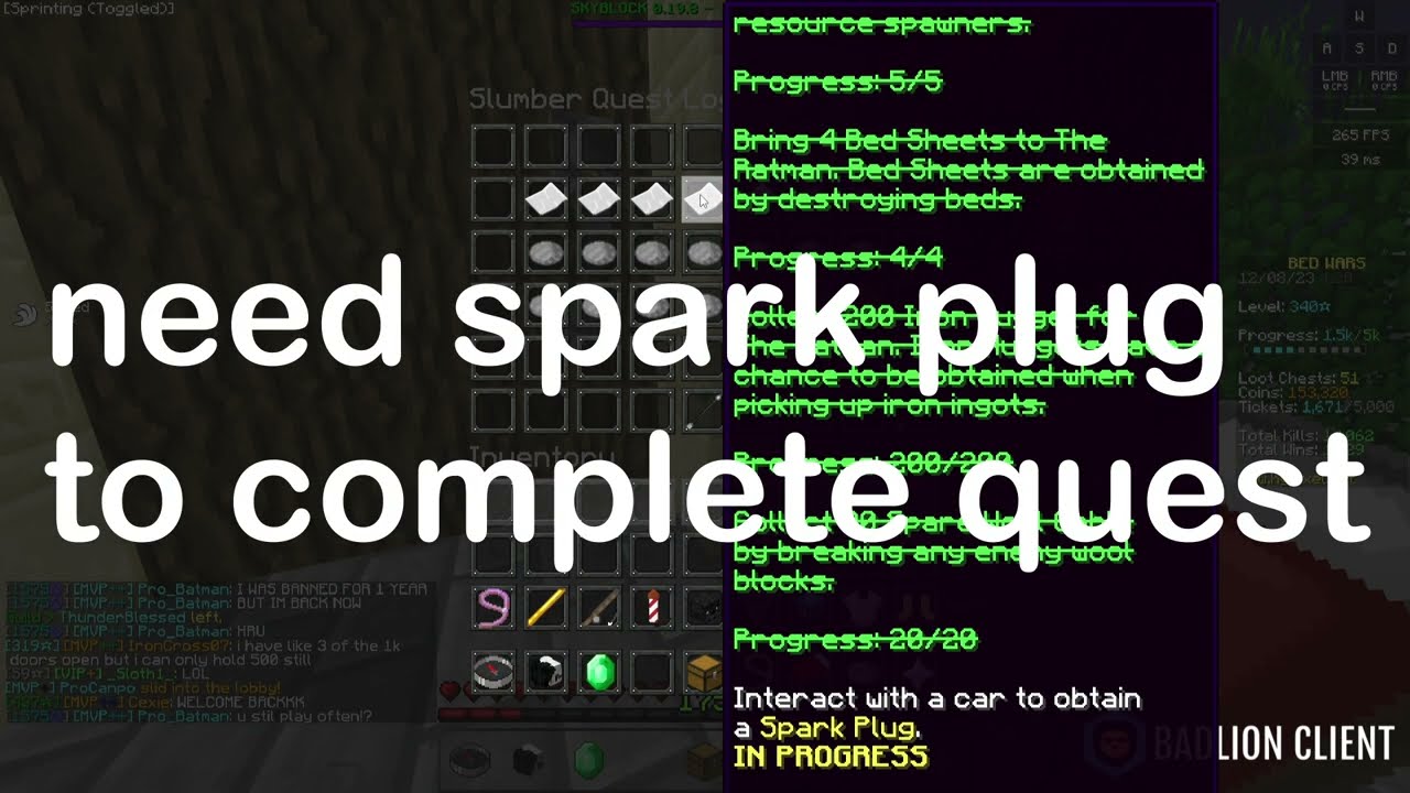 Find the Spark Plug to Help the Ratman (Bedwars Slumber Hotel)