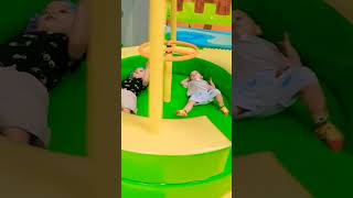 Little Boys Spinning on Merry Go Round 😱😅 #shorts #baby #kids #boy #merrygoround #playground #viral