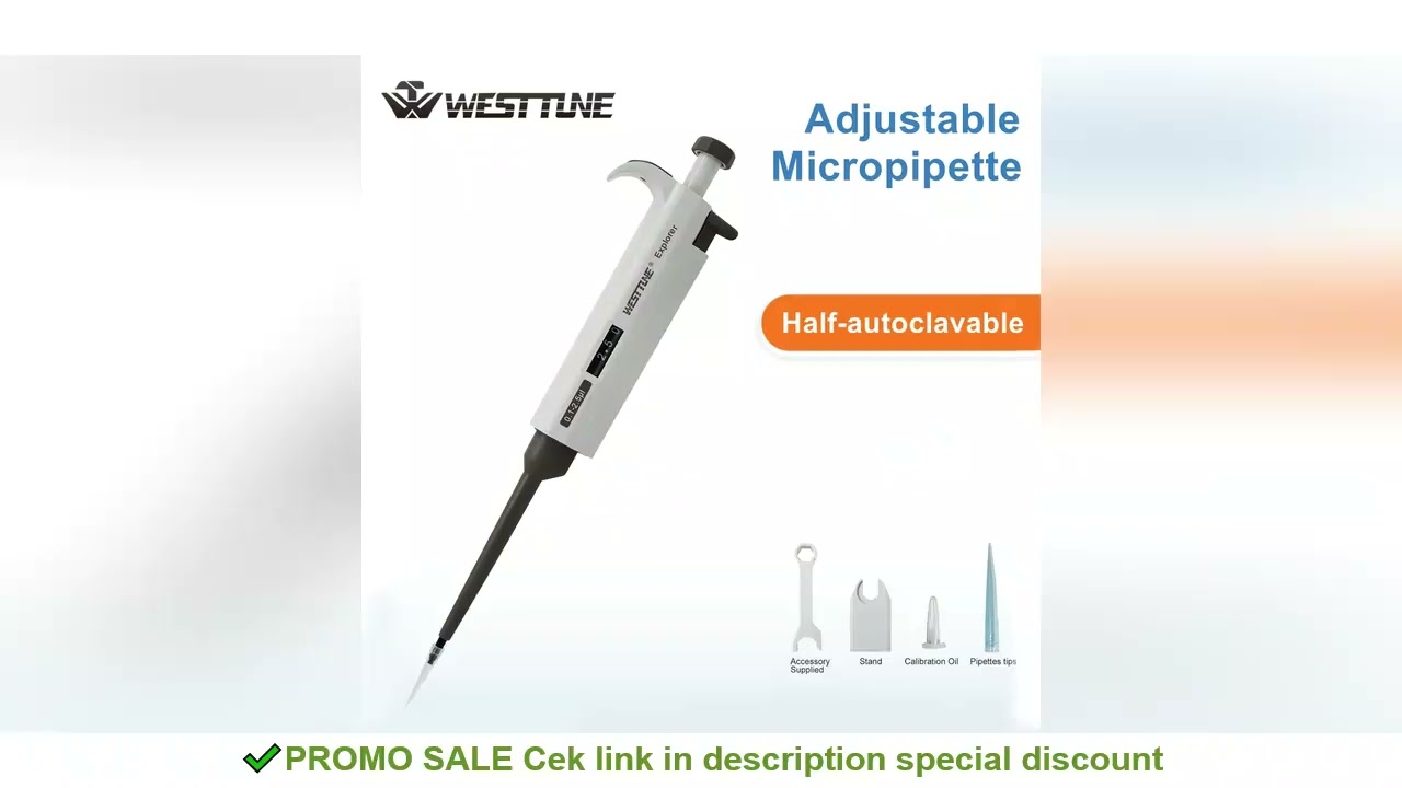 WESTTUNE Laboratory Pipette Adjustable Single Channel Digital Micropipette High-Accurate Variable Vo