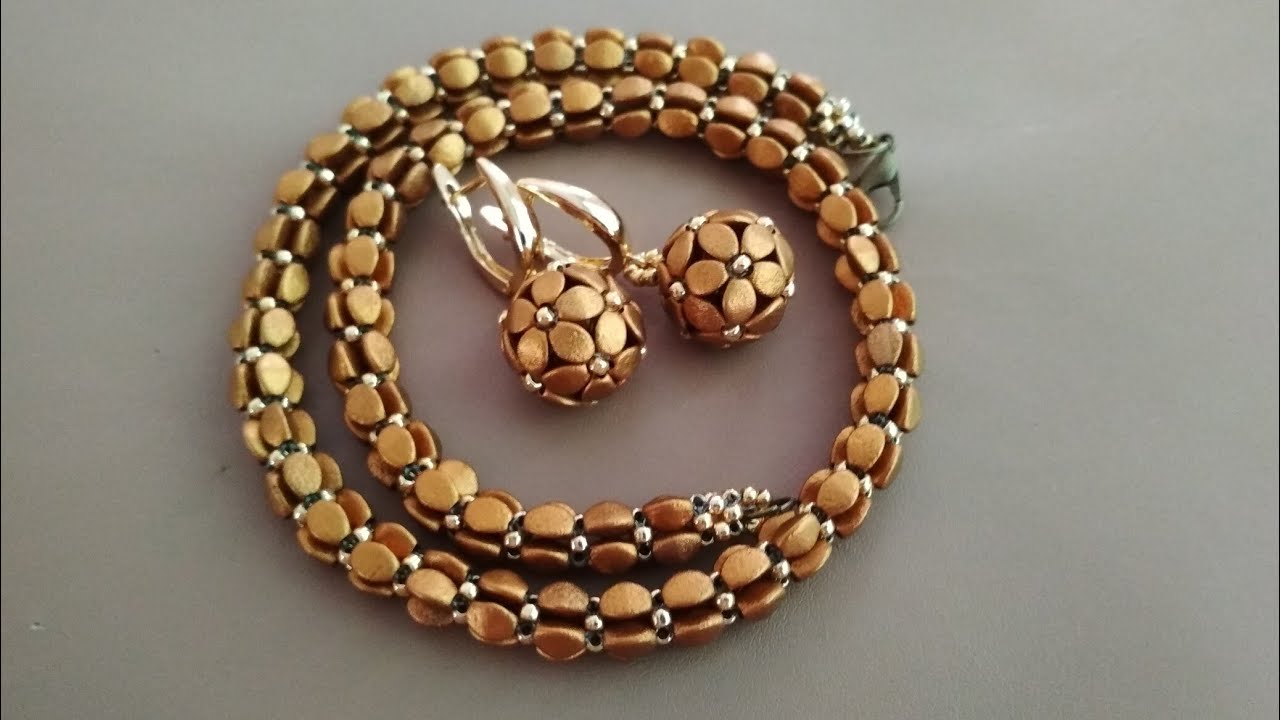 Украшения: серьги и жгут. Pinch beads. Jewelry set's