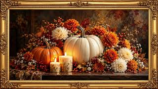 Elegant Autumn Pumpkins in a Golden Frame | Cozy Jazz & 4K Art TV