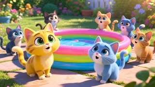 Six Little Kittens Jumping in the Pool | Fun Animal Counting Song for Kids | Nursery Rhymes