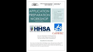 CSUSM Title IV E Child Welfare Services Application Preparation Workshop 2021