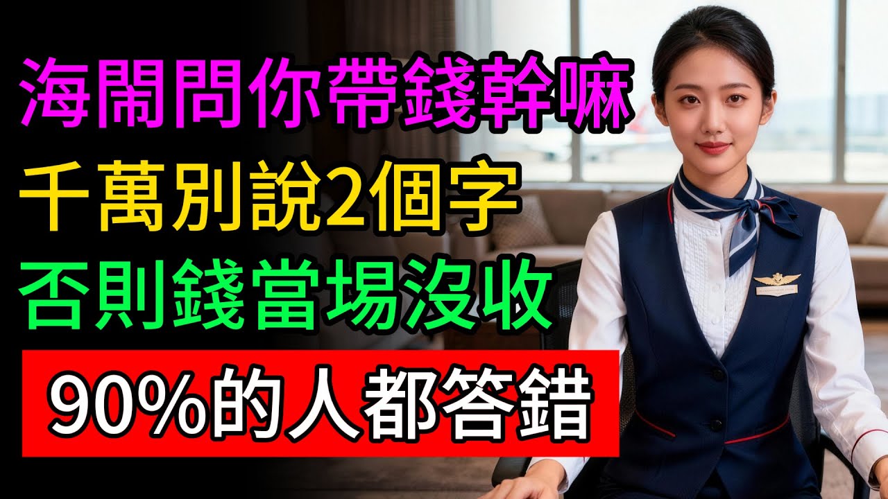海關問你帶錢幹嘛?千萬别說2個字!否則錢當場沒收，90%的人都答錯!#過海關 #帶現金出國 #海關 #旅遊攻略
