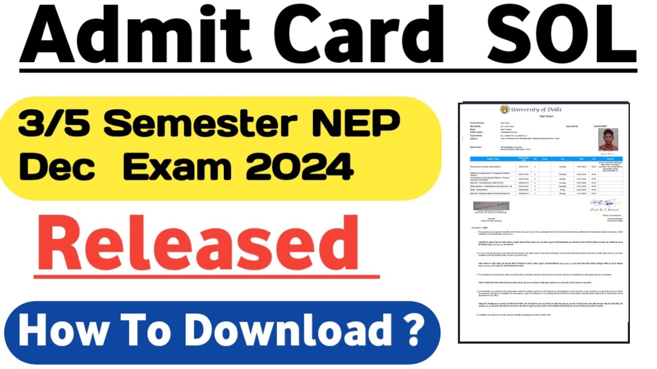 SOL NEP 3/5 Semester Admit Card Released For Dec Exam 2024 | How To ...