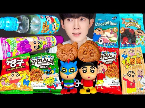 <strong>ASMR</strong> CRAYON SHIN <strong>CHAN</strong> DESSERTS 짱구 디저트 꿀젤리 먹방 MUKBANG JELLY CANDY EATING SOUNDS