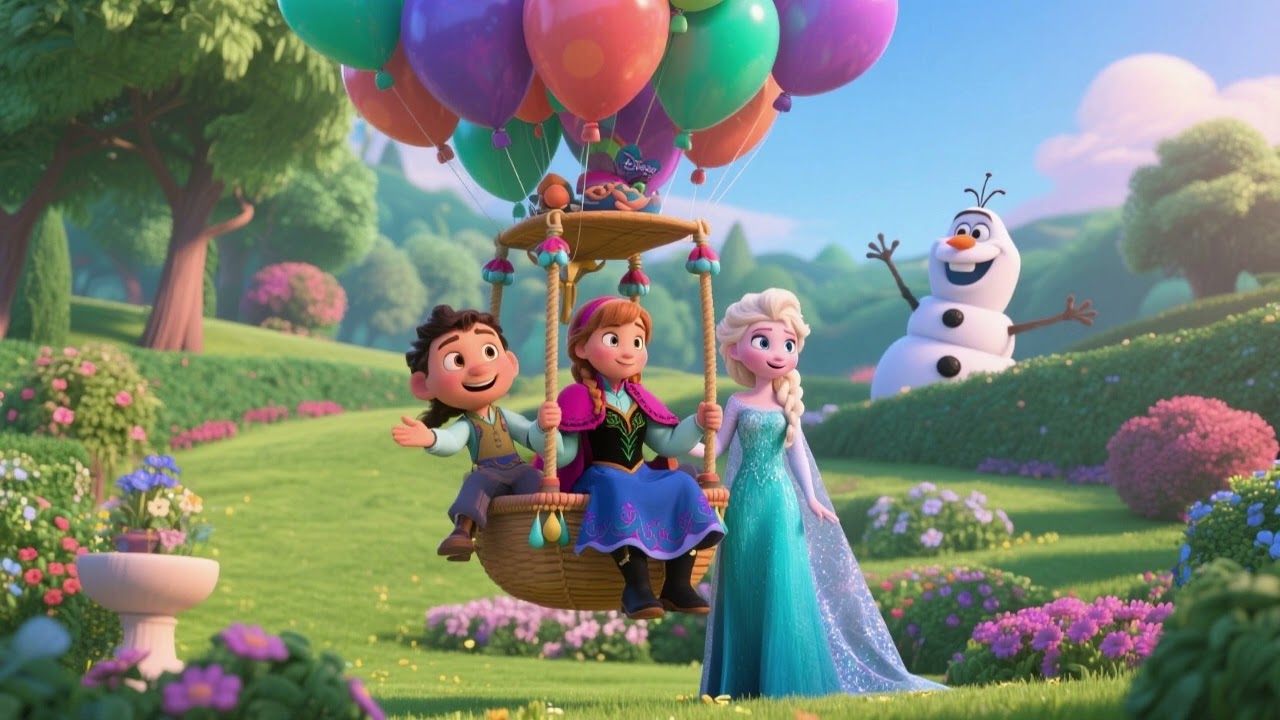 Эльза и полет на воздушном шаре над садом 2 🎈 | Волшебное зимнее приключение в небе над сверкающи...