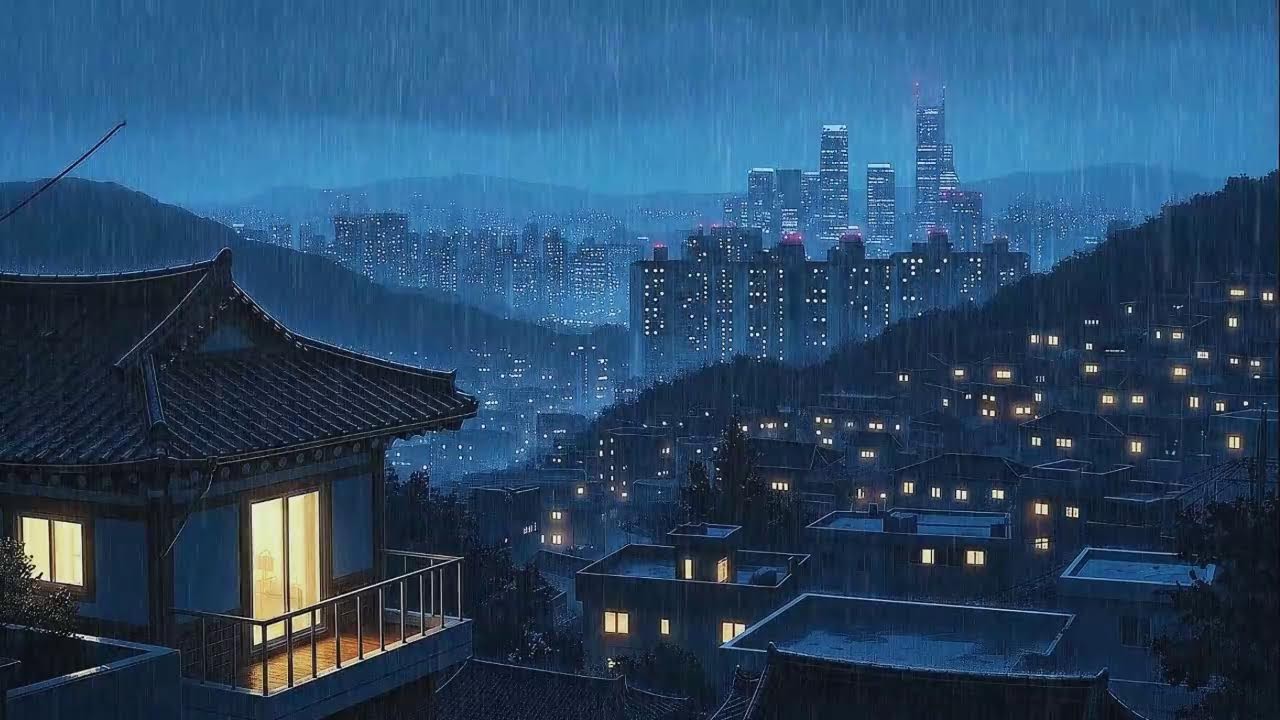 Rain Sounds with Lofi for Work in a Peaceful Korean Mood for Clear Thinking 😌