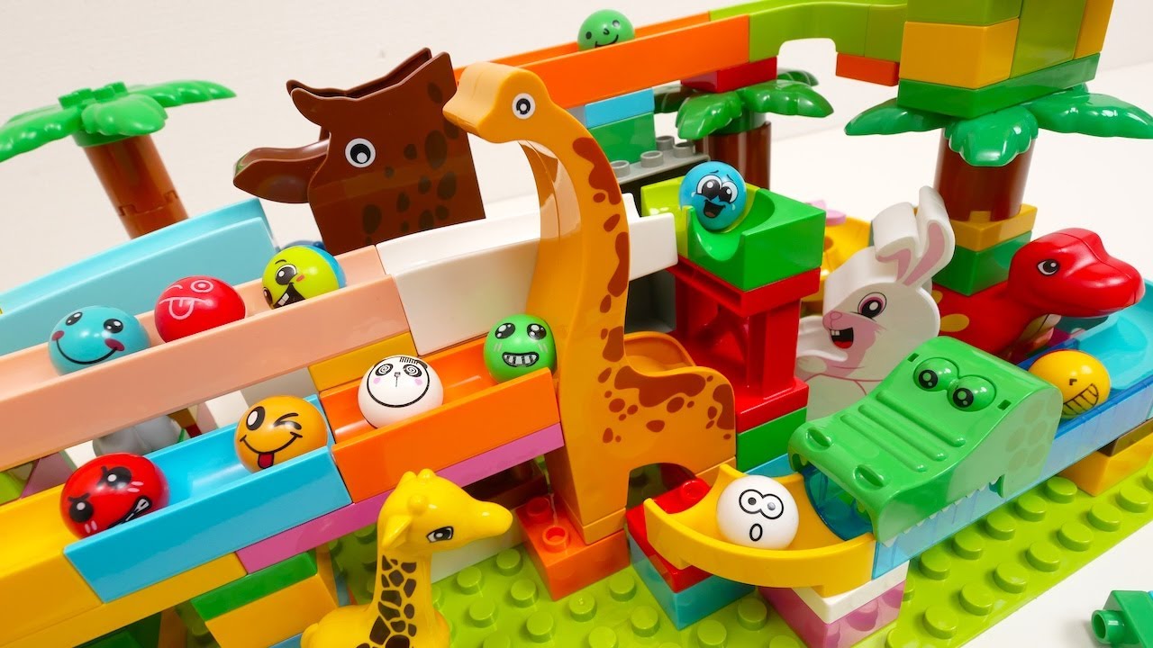 Satisfying Building Blocks Marble Run Long-necked dinosaurs and