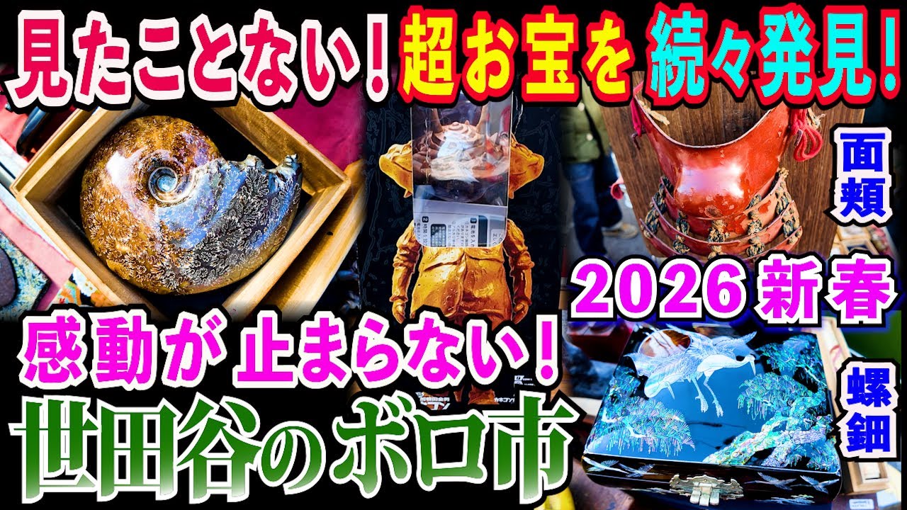 【2026新春のボロ市】超お宝に感動‼️1億5千万年前の化石や江戸時代の千両箱を発見‼️マニア感涙の激レア逸品・懐かしのアイドル＆スター品も続々登場‼️日本最大級フリーマーケット新春の衝撃😲