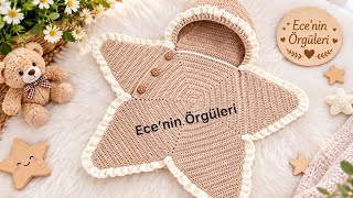 Fırfırlı Tığ Işi Yıldız Tulum /0 - 6 Ay /Ruffled Crochet Star Romper Resimi