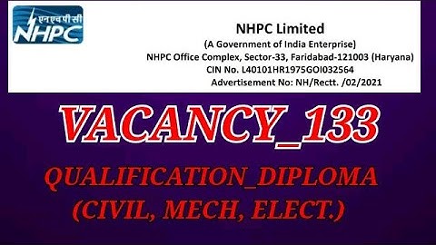 NHPC recruitment 2021| vacancy 180 | complete selection process
