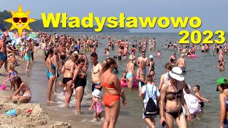 Władysławowo plaża 15-08-2023 upał, tłumy ludzi i parawany