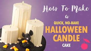 No Bake Quick Halloween Candle Cake Tutorial | How To | Bat Cake | Cherry School