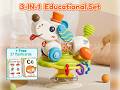 3-in-1 Baby Suction Spinner & Push Car Toy + FREE 27 Flashcards - Montessori High Chair Toy
