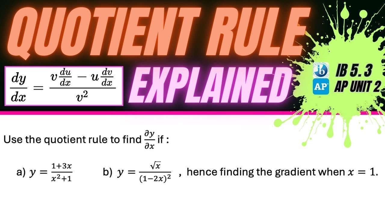 Quotient Rule Tutorial | Differential Calculus - YouTube