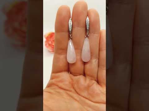 Ніжні сережки бріолети натуральний камінь рожевий кварц, видео 1