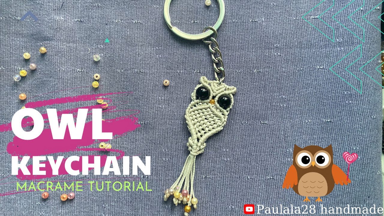 How to make Macrame Owl keychain - necklace •DIY Handmade キーホルダー  钥匙链  llavero 열쇠고리