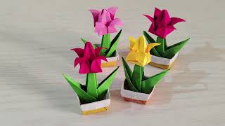 How to make origami tulip🌷