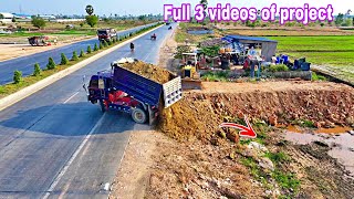 Mix 3 Project Filling Land Along High Way Road!! Start By Truck5T & Bulldozer D31P