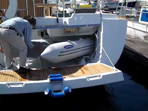 sailboat with tender garage