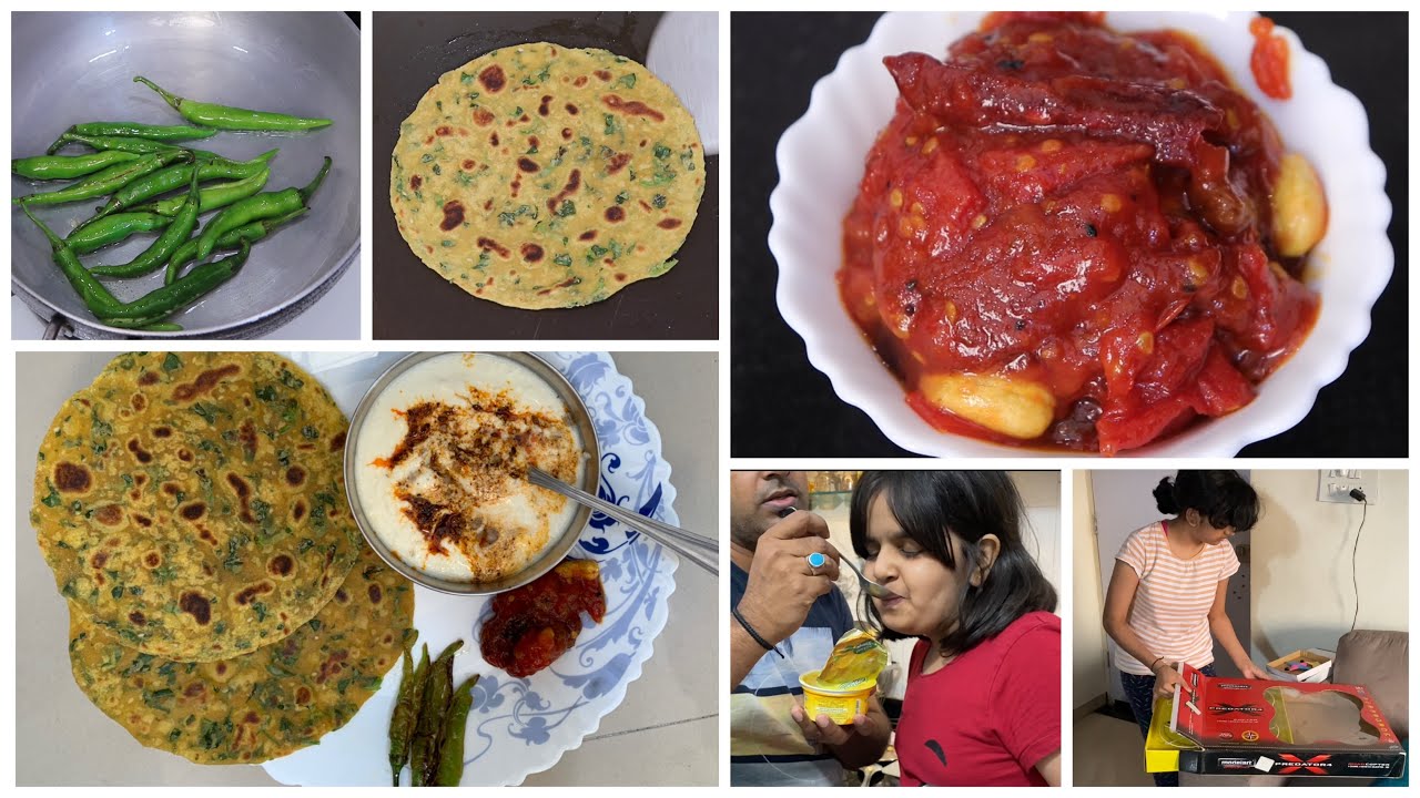 Tasty Meal Simple Thali | Methi Thepla | Tomato Chutney | Lemon Chilli | मेथी थेपला | टमाटर चटनी