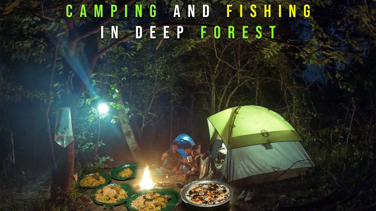 2 days Group Camping in the Rain Winter Camping and Fishing in deep