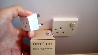 Ceptics 110 Volt U.s.a. To 220 Volt U.k. Travel Plug Adapter W Dual Inputs H.k., Ireland, Belize