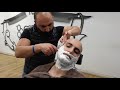 Razor wet shave head Massage ASMR Barber Turko