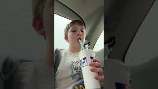 Trying the blue moon ice milkshake from Handel's