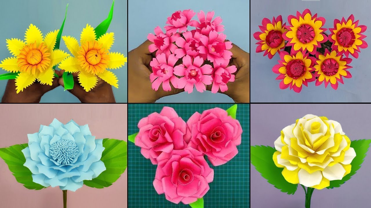 6 Easy Paper Flower Making Videos / DIY Flowers Crafts / Home Decor